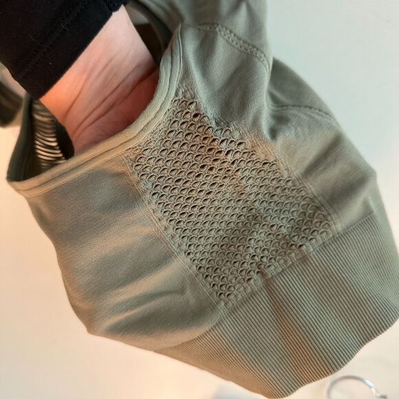 Zella Body Natura Longline Sports Bra Front Back Cutaway Green Vetiver Large - Picture 11 of 12